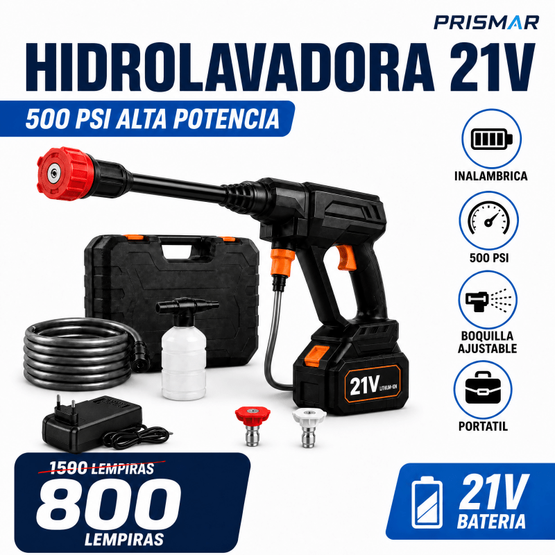 Hidrolavadora Portátil Inalámbrica – Pistola de Alta Presión con Boquilla Ajustable Certificada y con Seguro de Garantía - Inversiones Alkosto
